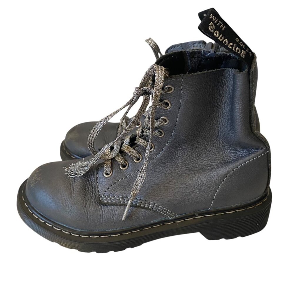 Dr. Martens Pascal-J Blue Leather Lace-Up Boots US 1 EU‎ 32 Youth Kids